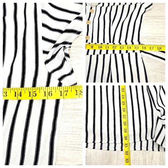 Crystal Sky Striped Romper Tie Waist  Flutter Sleeve Juniors 11 Fits 8 Resort - Picture 12 of 12